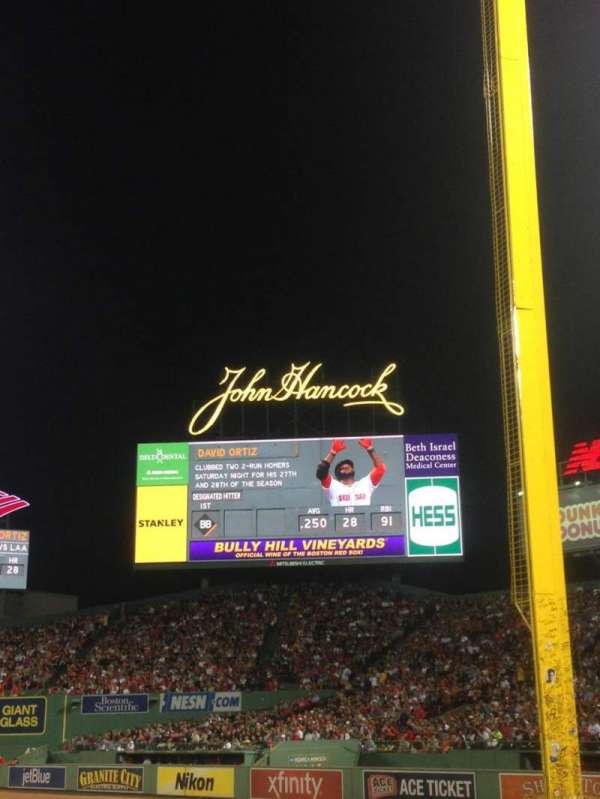 Fenway Park, bloc: Right Field Box 94, rangée: BB, place: 19