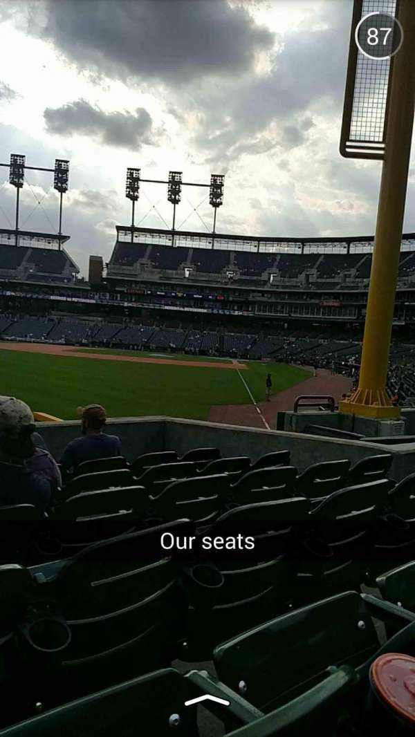 Comerica Park, bloc: 144, rangée: H, place: 11
