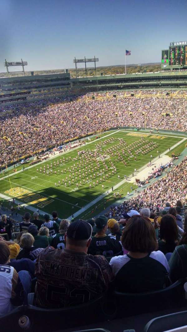 Lambeau Field, bloc: 735s, rangée: 15, place: 8