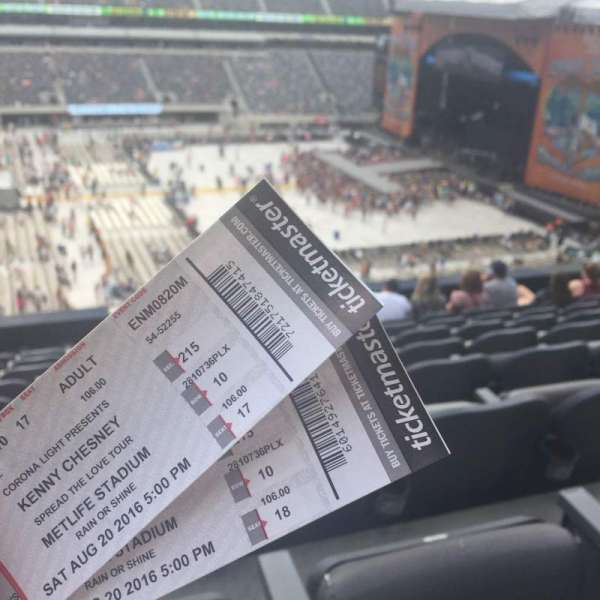MetLife Stadium, bloc: 215, rangée: 10, place: 17