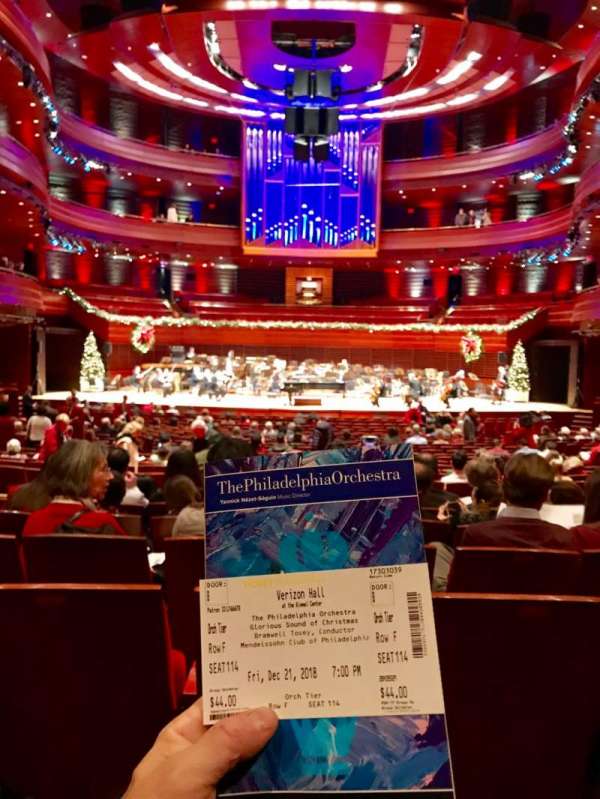 Marian Anderson Hall at the Kimmel Center, bloc: Orch Tier, rangée: F, place: 115