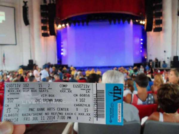 PNC Bank Arts Center, bloc: 102, rangée: 15, place: 2