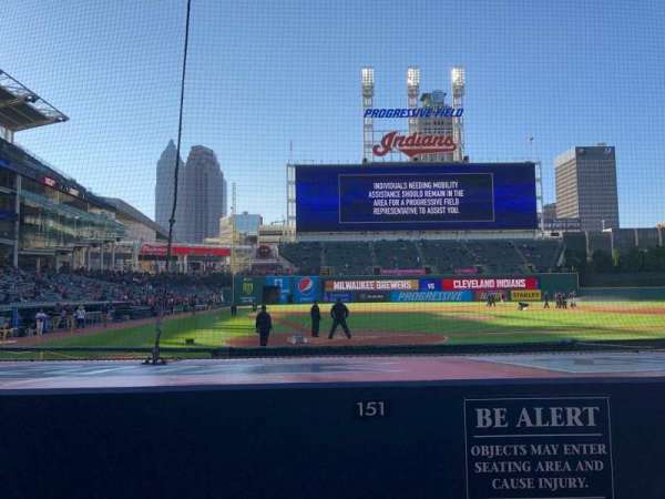 Progressive Field, bloc: 151, rangée: G, place: 3